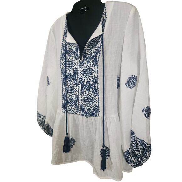 VINCE Camuto Peasant Boho‎ Empire Waist Tunic Top Women sz XS S M Oversized NEW - Picture 3 of 5